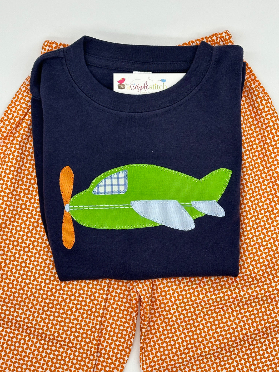 Airplane Applique Embroidered Shirt