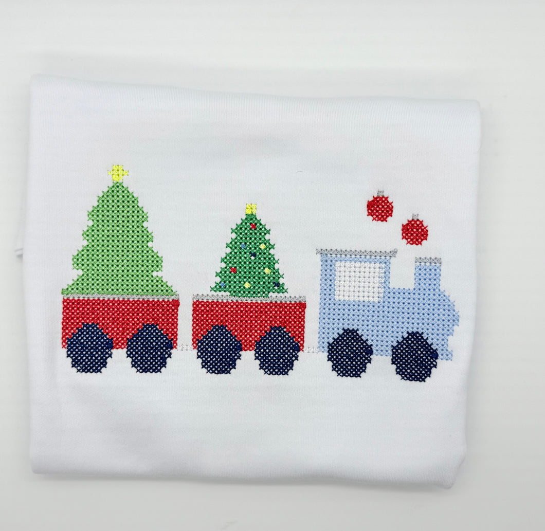 Christmas Cross Stitch Train with Trees