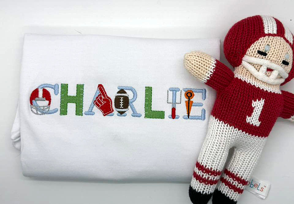 Football Alphabet Embroidered SWEATSHIRT