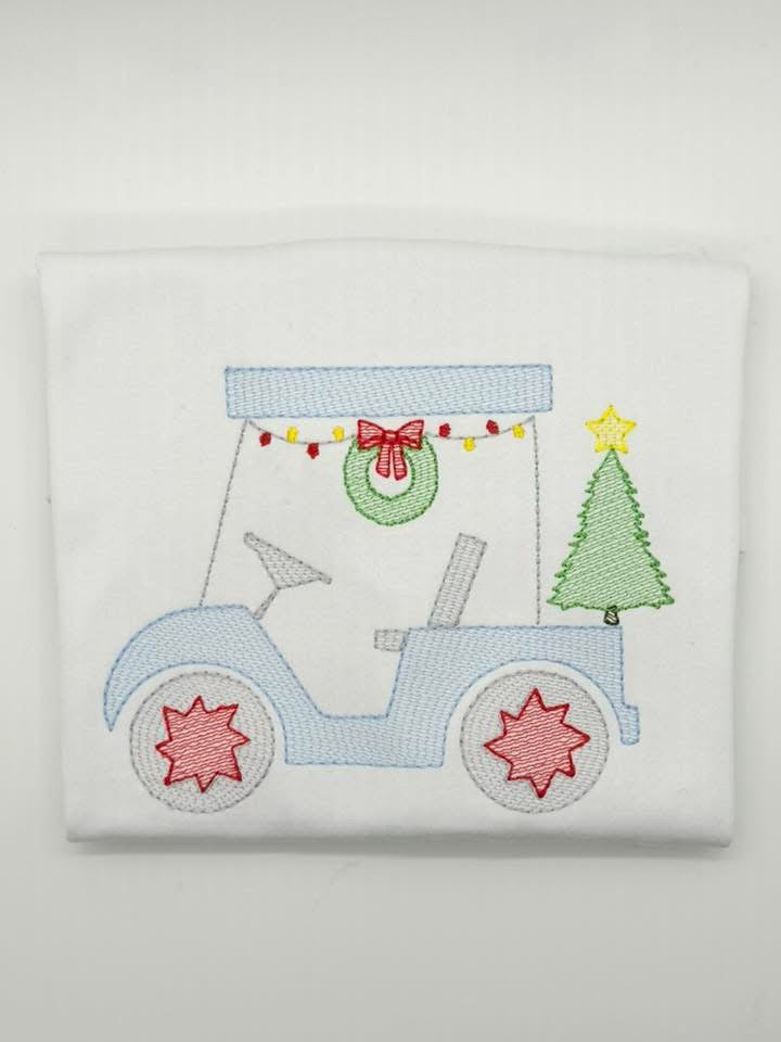 Christmas Golf Cart with Tree