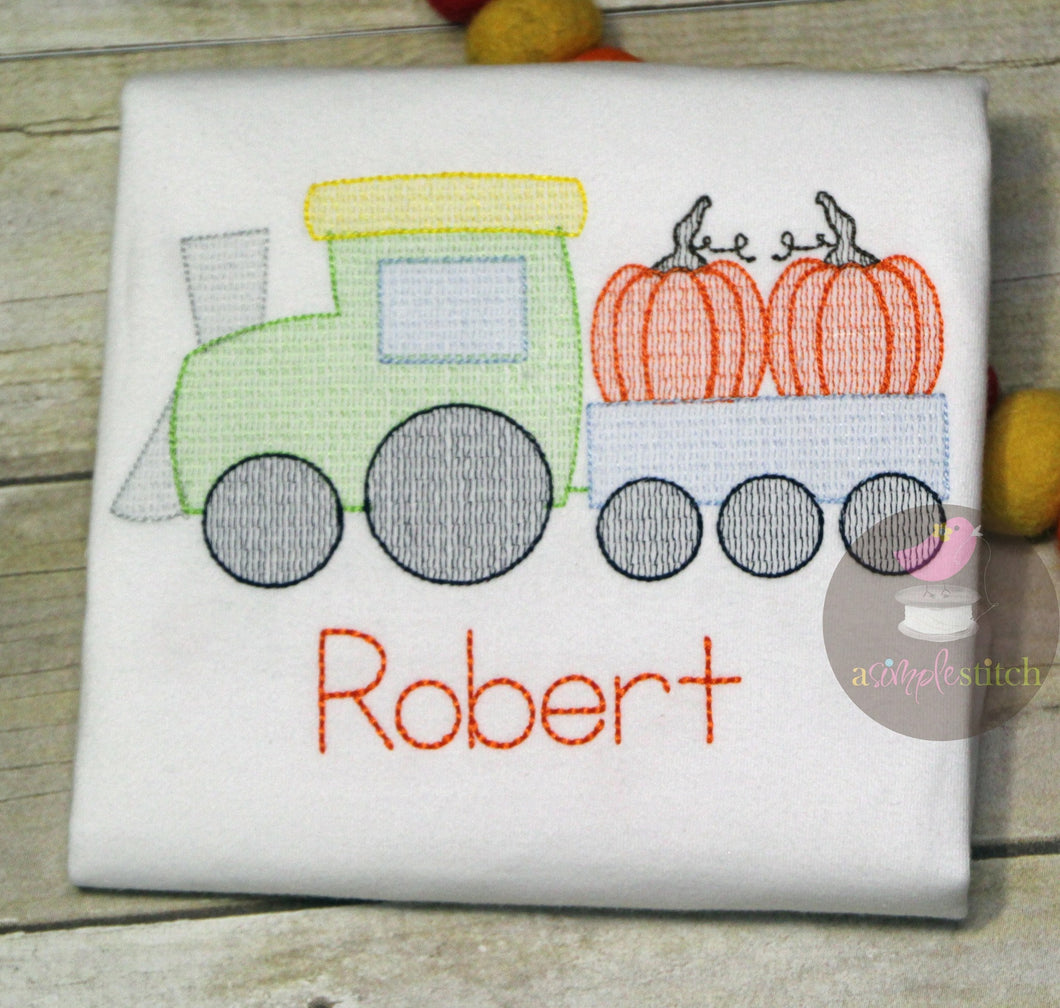 Pumpkin Train Stitched Shirt