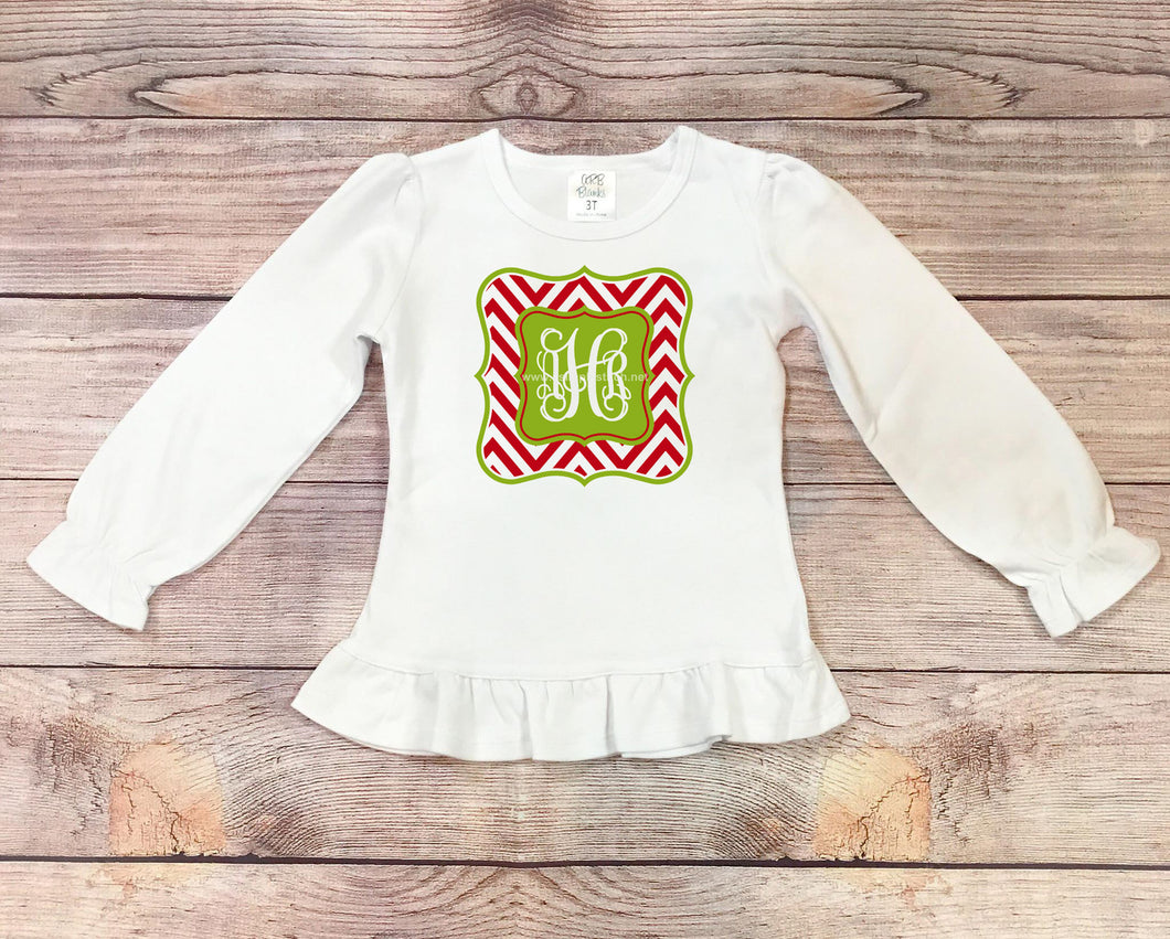 Christmas Chevron Monogram Shirt