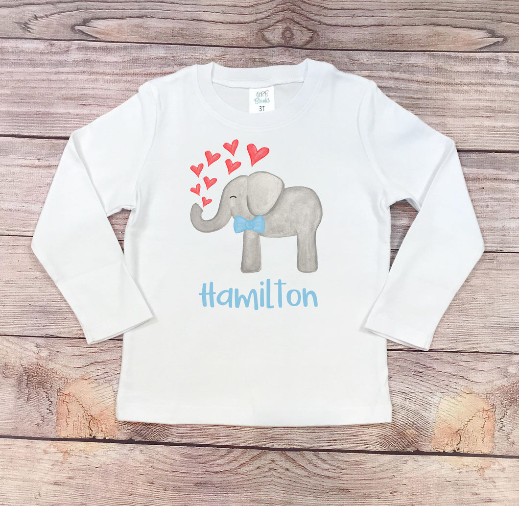 Valentine's Elephant Boy with Hearts Shirt