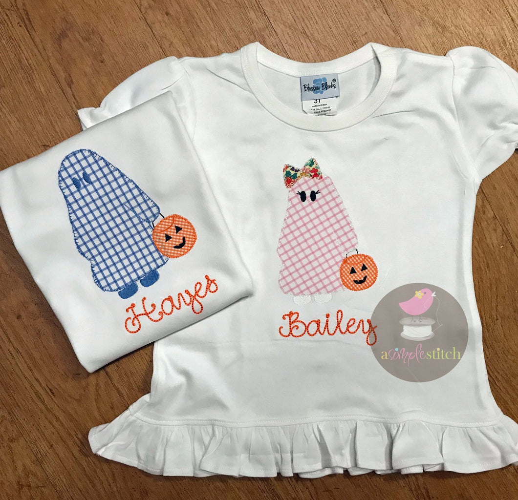 Ghost with Bucket Applique Shirt