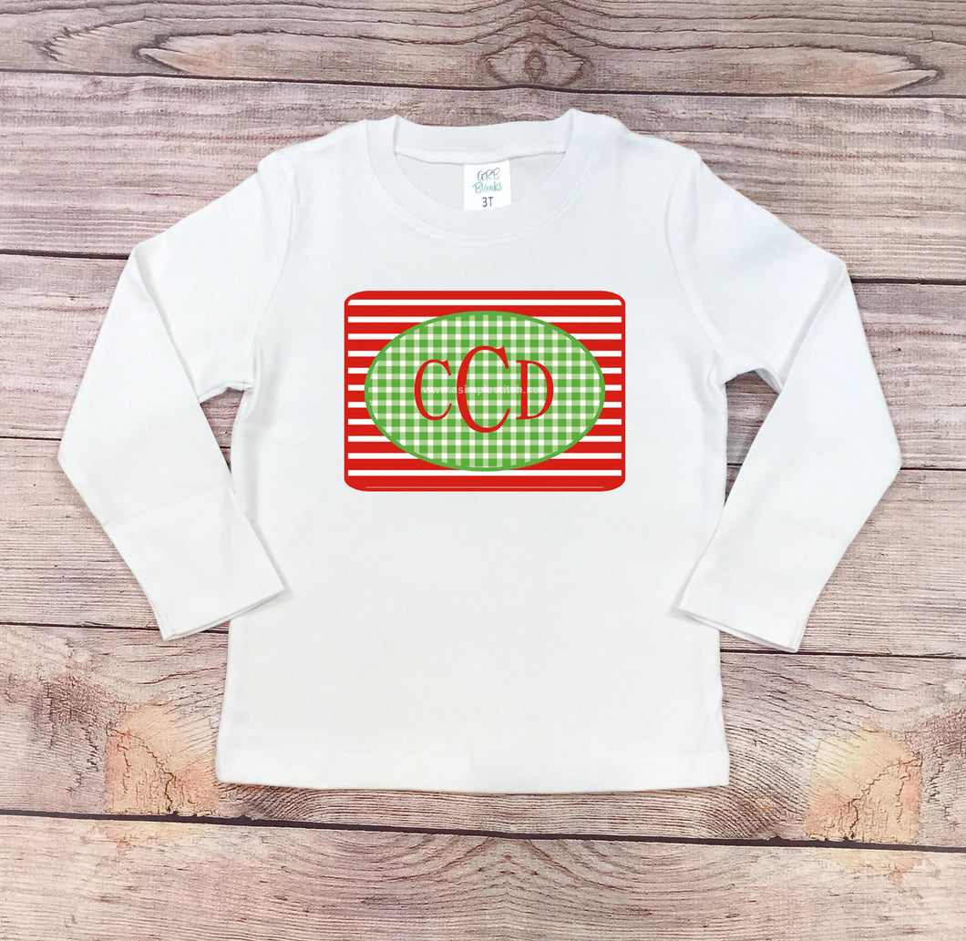 Gingham Striped Monogram Shirt