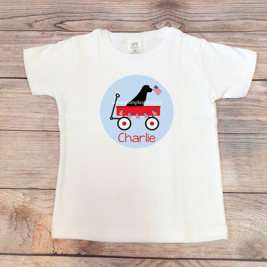 Patriotic Dog in Wagon Shirt