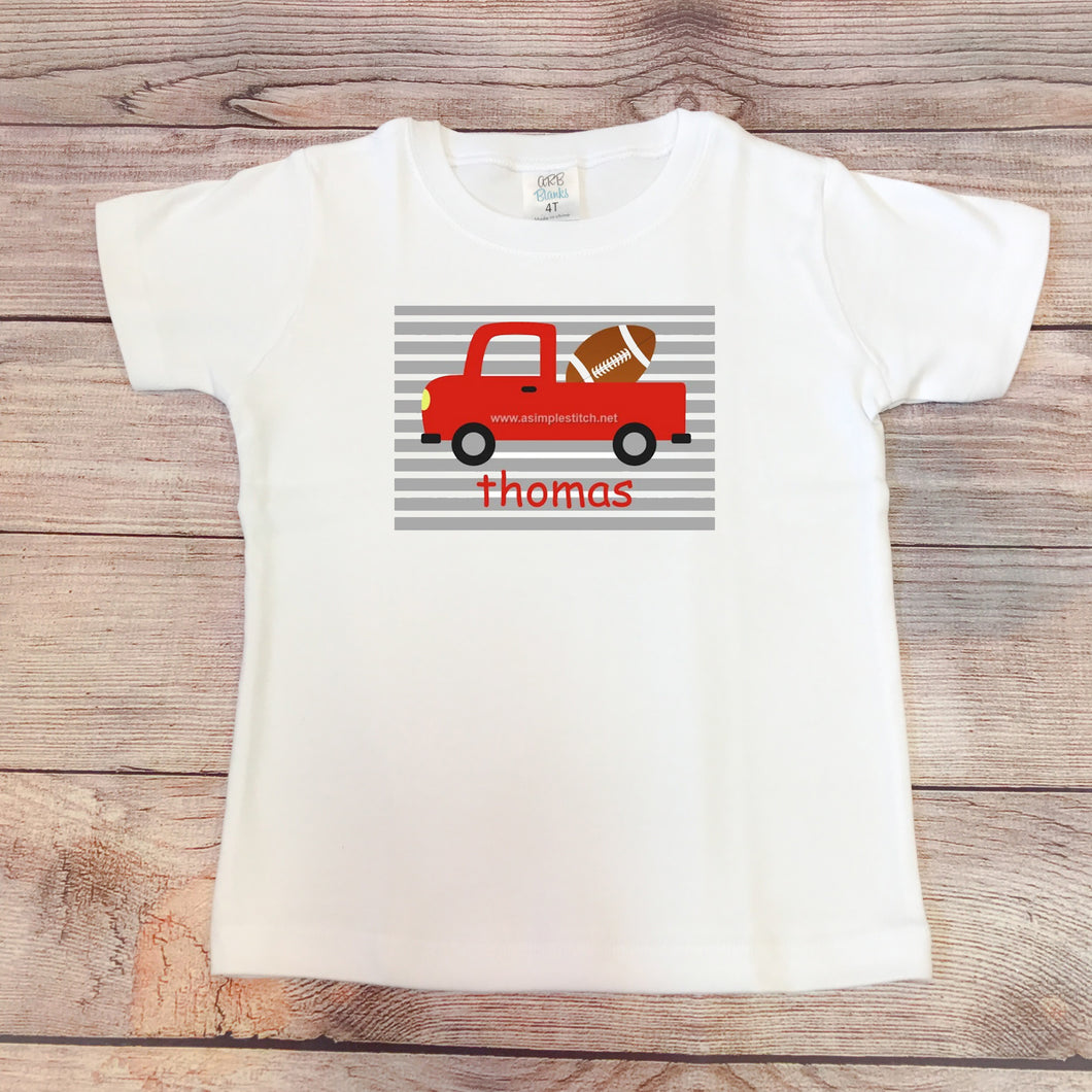 Red Truck with Football Shirt