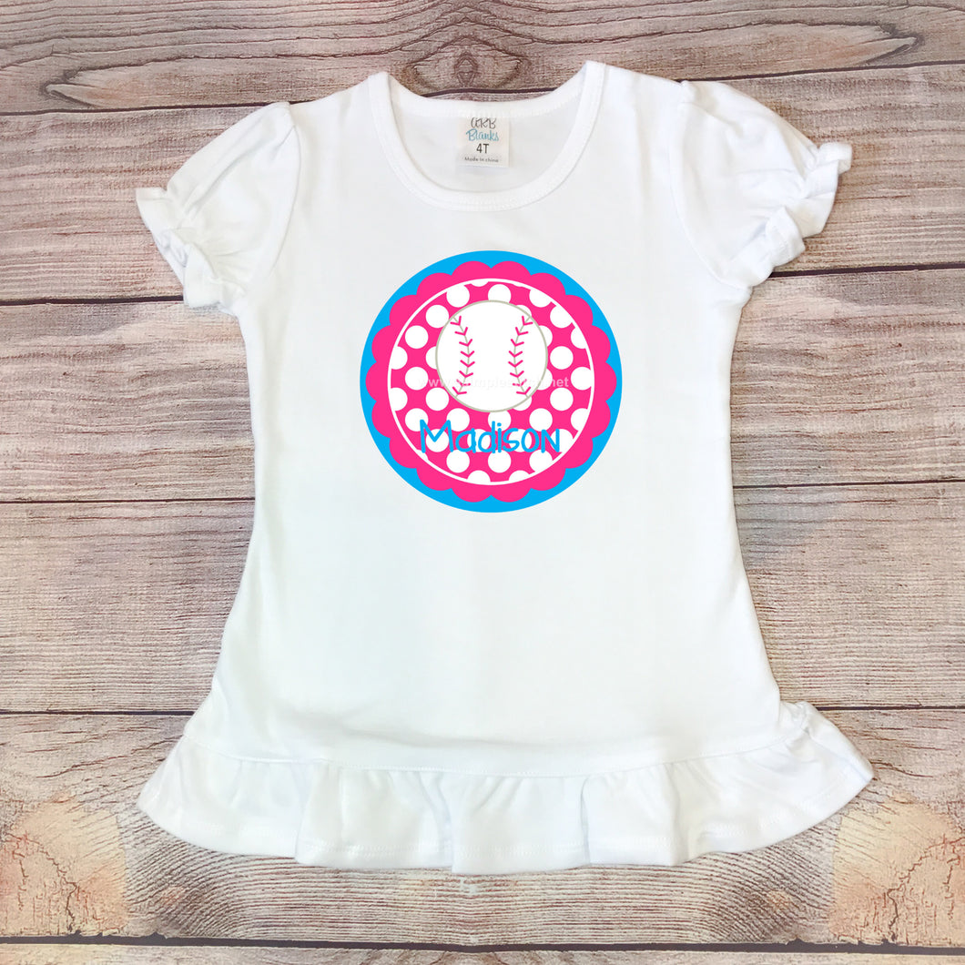 Softball Scallop Turquoise Shirt