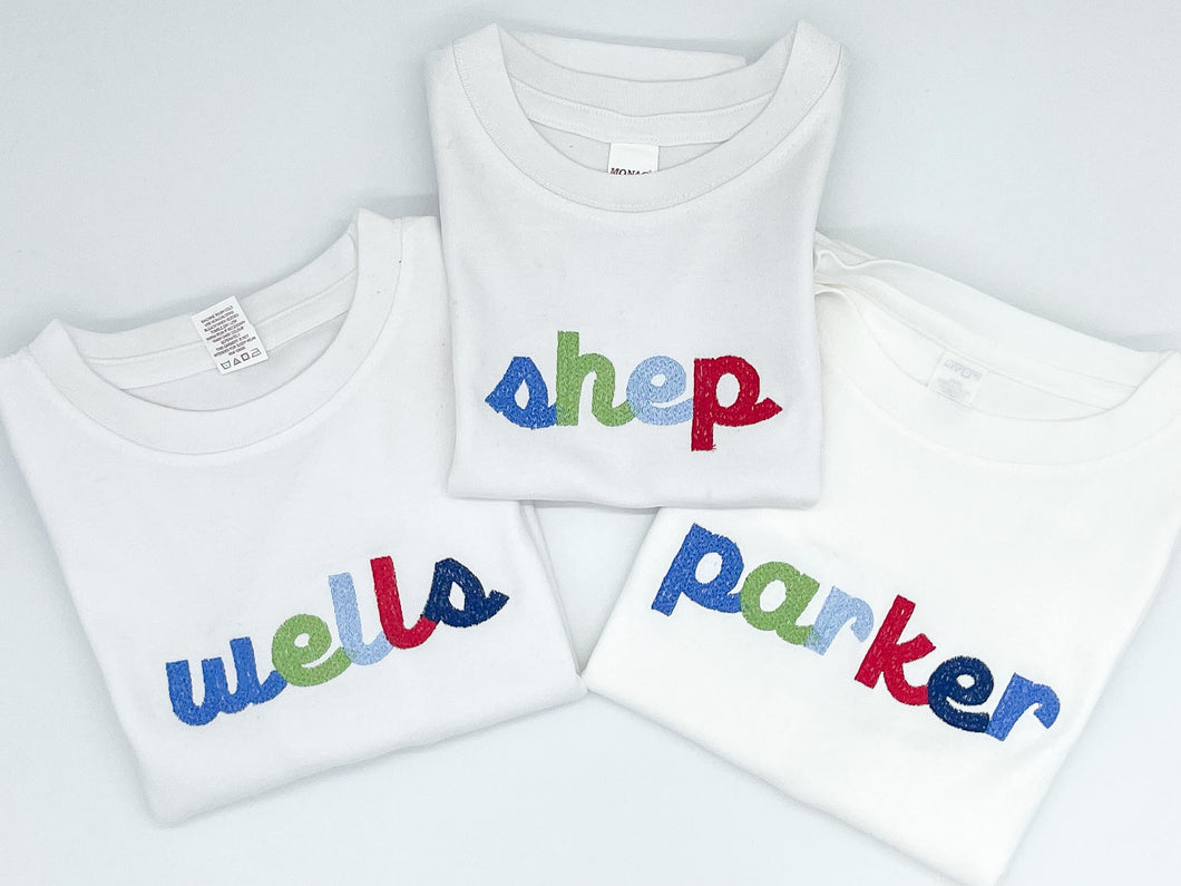 Cursive Name Embroidered Shirt